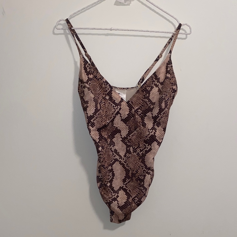 H&M snake print one piece swim suit